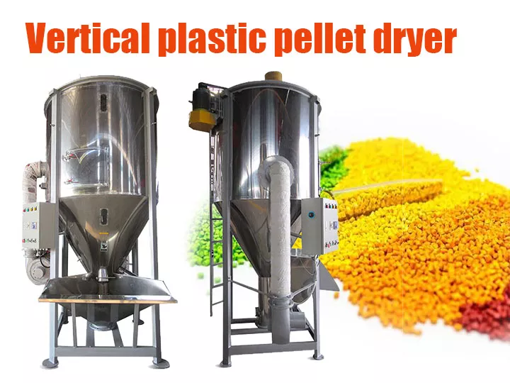 Vertical plastic pellet dryer machine